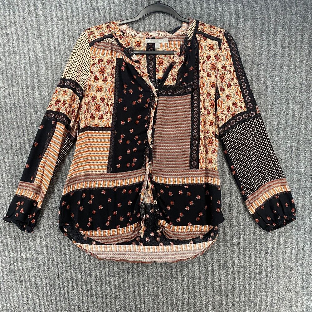 Daniel Rainn Top Size M Patchwork Button Up Boho Prairie Hippie‎ Peasant Western
